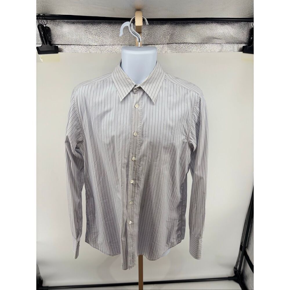 Miu Miu Striped Button Down Men’s Dress Shirt Size 41/16 White Blue